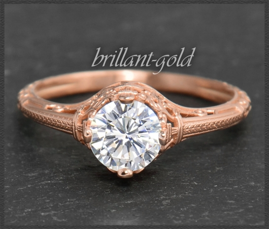 Diamant Ring 0,91ct, 585 Gold, Antik Jugendstil Design